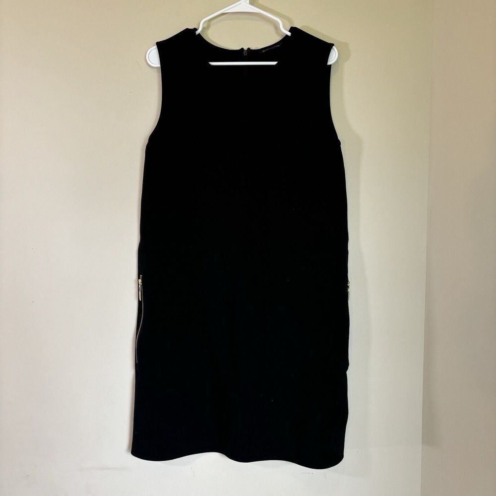 Brooks Brothers Dress‎ Womens Large Shift Sleeveless Pockets Black Gold Pockets